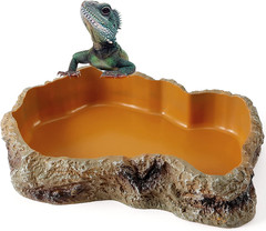 Reptile Food Water Rock Bowls – Lizard Resin Rock Worm Feeding Dish, Amphibian F