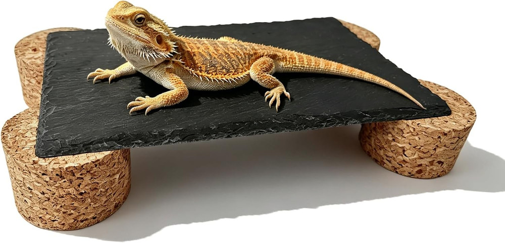 Bearded Dragon Basking Platform,9.8×5.9×1.6inch Reptile Heat Storage Slate Stone