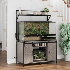 Farmhouse Reptile Tank Stand W/ Power Outlet 48″ X 24″ Tabletop