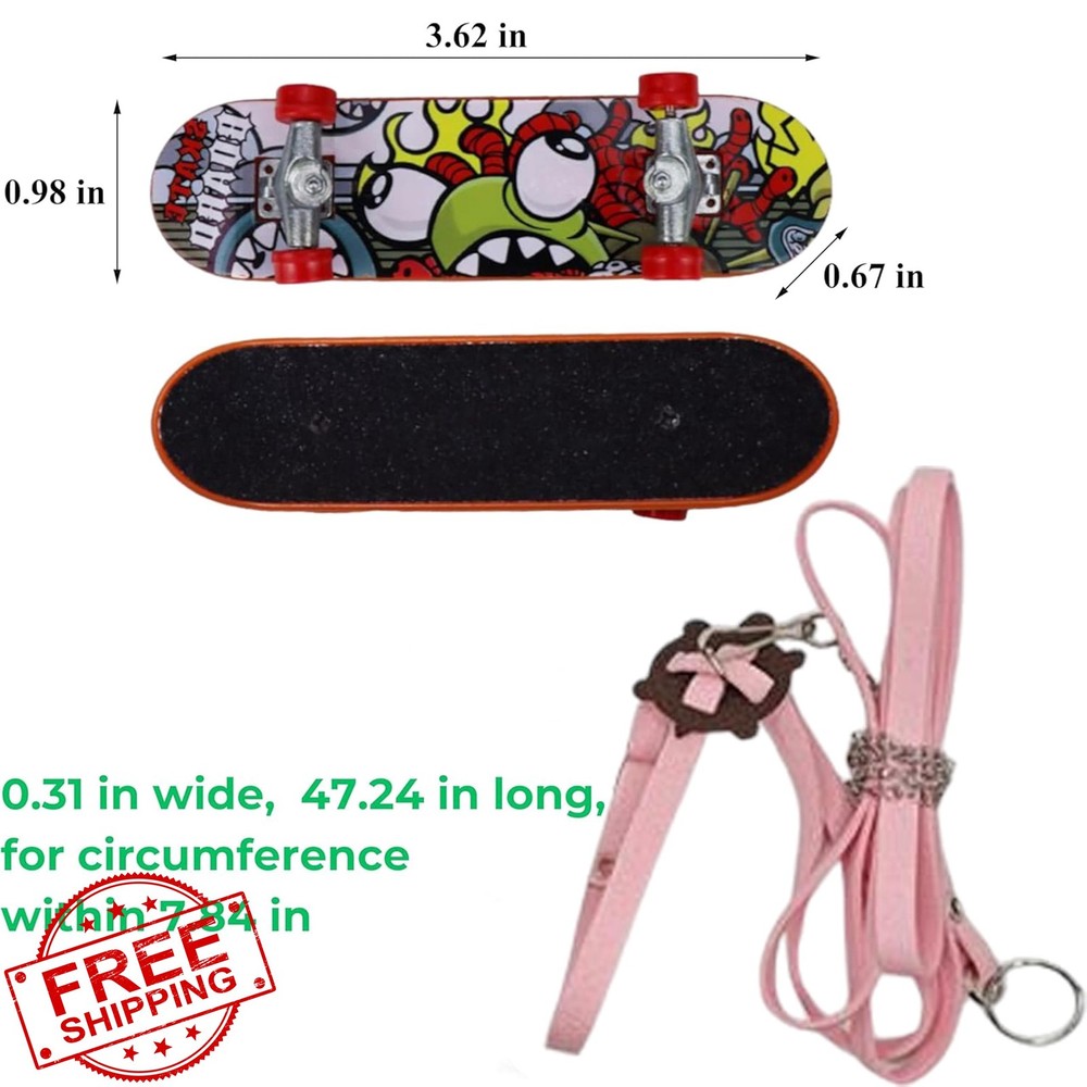 PurrrfectionPet Tortoise Leash Skateboard Set Pink Small Lizard