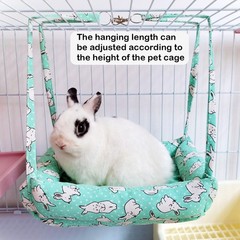 Rabbit Hammock Swing Small Animal Hanging Swing Hammock Bed with 2 Pads Pet H…