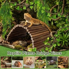 23”×20” Reptile Hide Bearded Dragon Tank Accessories Bridge Hideout&Vine