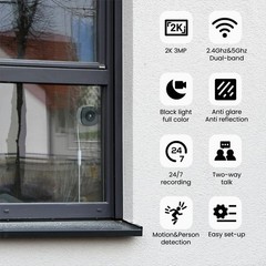 INFIYA 2K No Drill Window Camera-2 Pack 2.4Ghz & 5Ghz WiFi Dome Cameras for H…