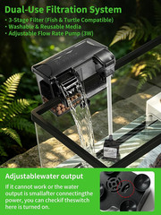 15.7In Turtle Tank Starter Kit with Basking Platform, Hang-On-Back Tank Filter,