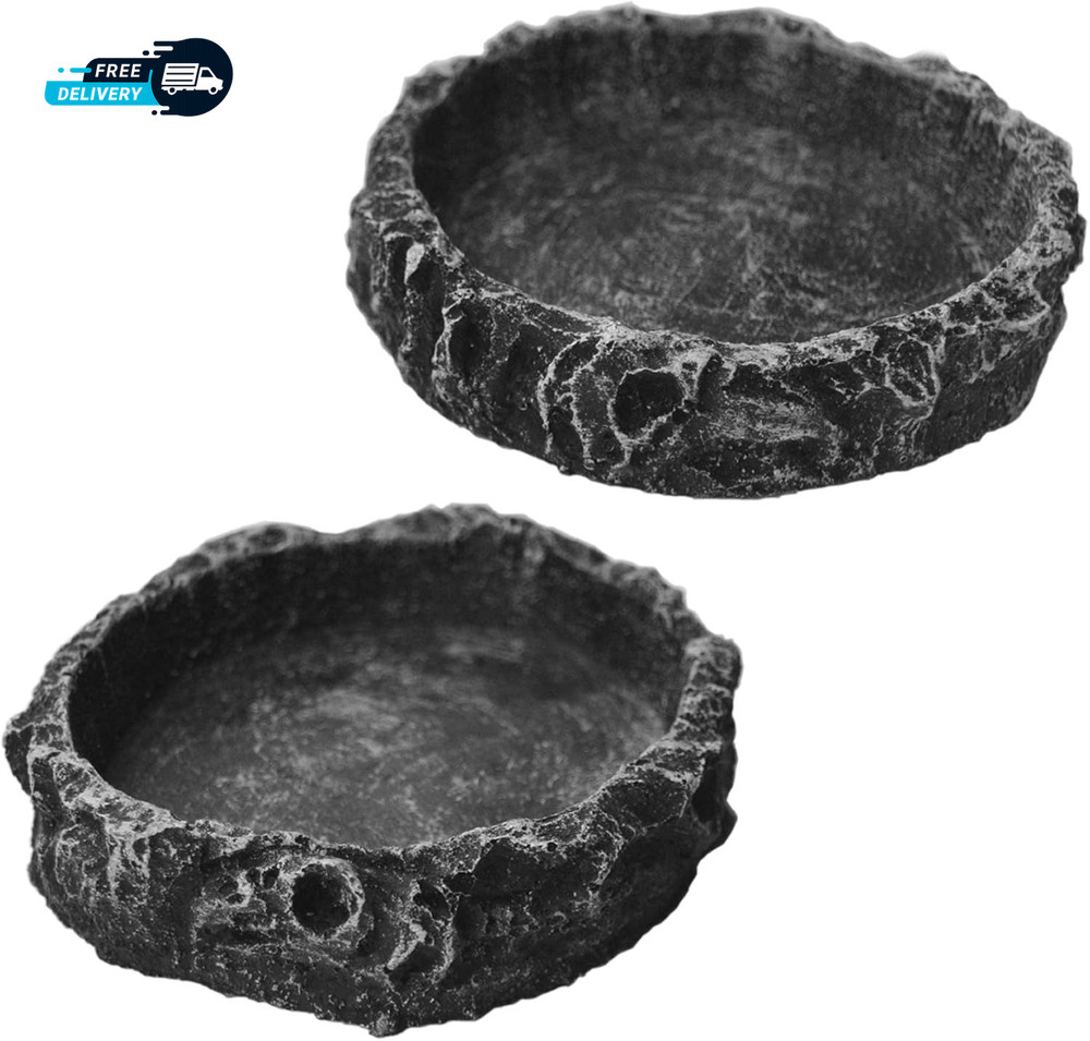 2 Pack Reptile Water and Food Bowls Feeding Dish for Leopard Gecko Lizard