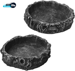 2 Pack Reptile Water and Food Bowls Feeding Dish for Leopard Gecko Lizard