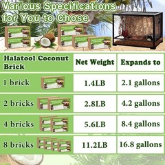 8 Pack Compressed Coconut Fiber Substrate for Reptile, 100% Organic Premium C…