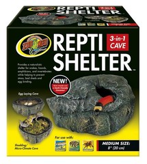 Zoo Med Repti Shelter 3-in-1 Cave Naturalistic Reptile Shelter Medium 8-Inch