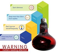 Infrared Heat Lamp Bulbs 100W 2 PackRed Basking Spot Light Bulb Reptile Heati…
