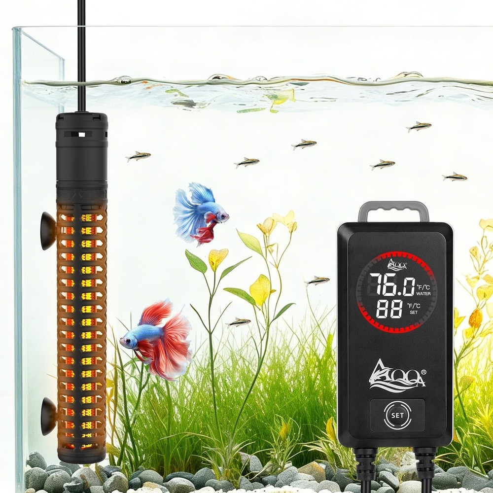 AQQA 800W Aquarium Heater, Fish Tank Heater with Digital Thermostat, Over-Tem…