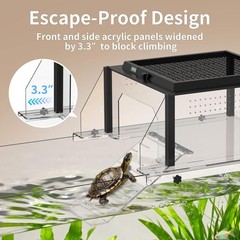 Upgraded Turtle Basking Platform for Aquatic Turtles with Temp & Humidity Gauge