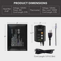 BN-LINK Durable Reptile Heating Pad 6X8 with Digital Thermostat