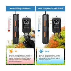 hygger Aquarium Heater, 100W/200W/300W/500W/800W Submersible Fish Tank Heater…