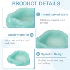 Reptile Food Bowl Reptile Feeding Dish Corner Bowl XS 3.7 Inch Glow Light Green