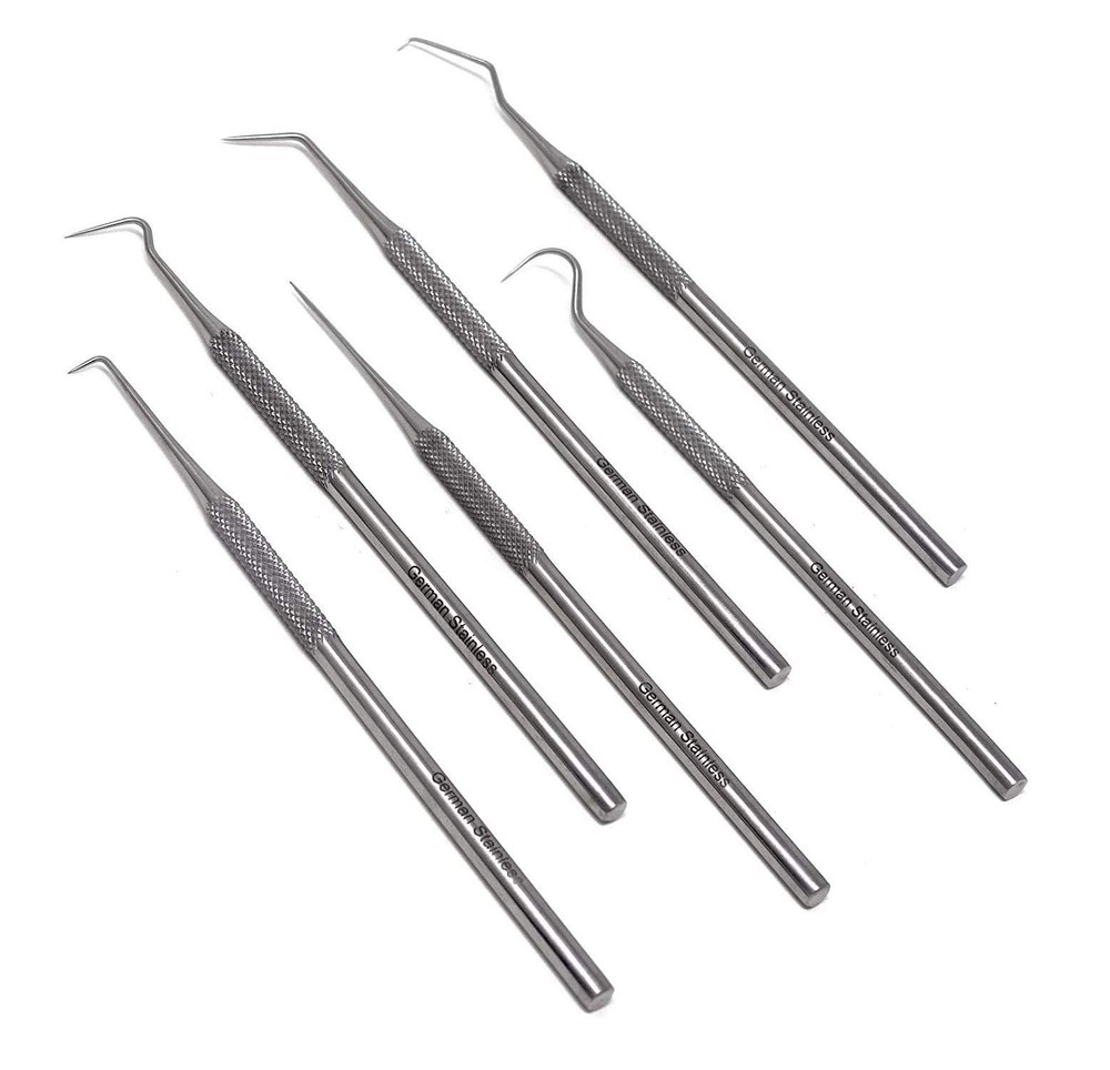 6-Piece Stainless Steel Precision Probe Set: Straight, Single, Shor… Fast Ship