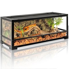 20 Gal Glass Reptile Terrarium Front Opening Tank Screen Top Lockable 30x12x12