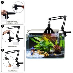 Reptile Heat Lamp Stand Clip-Type, Black Metal Multi-Position Adjustable Ligh…