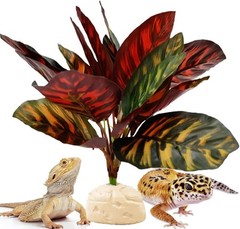Reptile Terrarium Decor PlantsAmphibian Habitat DecorArtificial Plants for Ta…