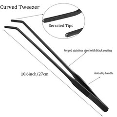 2PCS Aquarium Tweezers Stainless Steel Straight and Curved Tweezers Set Long …