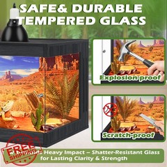 Royxen 34 Gal Reptile Terrarium Bearded Dragon Tank Black 32″
