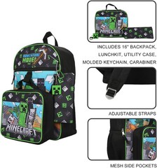 Bioworld Minecraft Adventure Mode 5-Piece Backpack Set Green