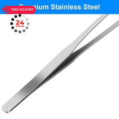 FSDIYU 2 Pcs Reptile Feeding Tongs, 10.6IN Straight & 10.6 Inch, Silver