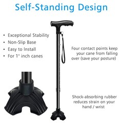 XSL Cane Tips – Heavy Duty Rubbers Self Standing Quad Base Replacement Walkin…