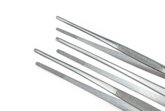 5-Piece Tweezer Set Long Metal Tongs Serrated Forceps – FEITA Silver – 5pcs