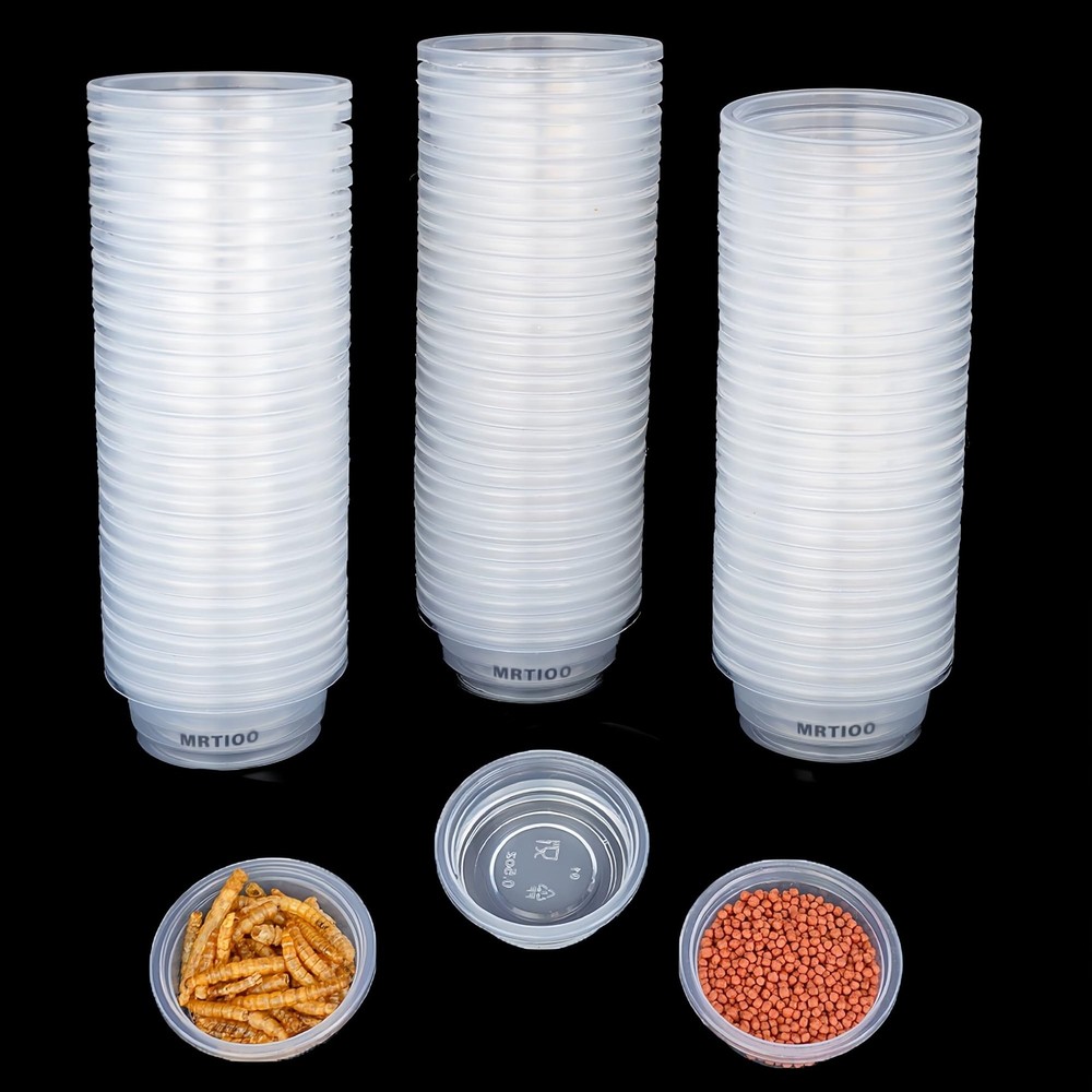 100 pcs 0.5oz Crested Gecko Food and Water Feeding Cups, Reptile Feeder Bowls…