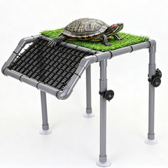 Turtle Basking Platform, Extra Large Turtle Dock with Artificial Grass and Non-S