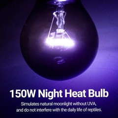 2PCS Reptile Heat Lamp, 150W Night Heat Bulb Moonlight Bulb Purple Infrared H…