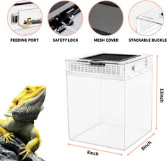 Reptileg Growth Reptile PC Terrarium, 8”X 8”X 11” with Top Sliding Door Scree
