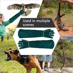 Animal Handling Gloves Leather Padding Dog Cat Scratch Protection Grabbing Glove