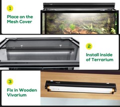 Hygger Zoo 24W Reptile T5 HO UVB Lighting Combo Kit, Light Fixture NEW