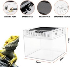 mini Reptile Terrarium,8″ x 8″x 8″ Reptile Tank with Full View Visually Appea…