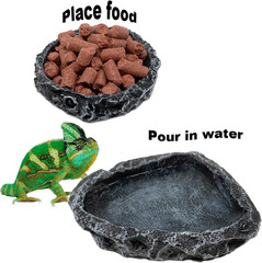 2 Pack Reptile Feeding Dish Corner Bowl, Reptile Water Dish Food Bowl Feeding Te