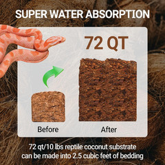 72 Quart Reptiles Coconut Chip Substrate, Coco Husk Reptiles Bedding for Ball Py