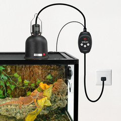 Reptile Light Fixture with Dimming Thermostat, 5.5 Inch Deep Dome Lamp Fixture w