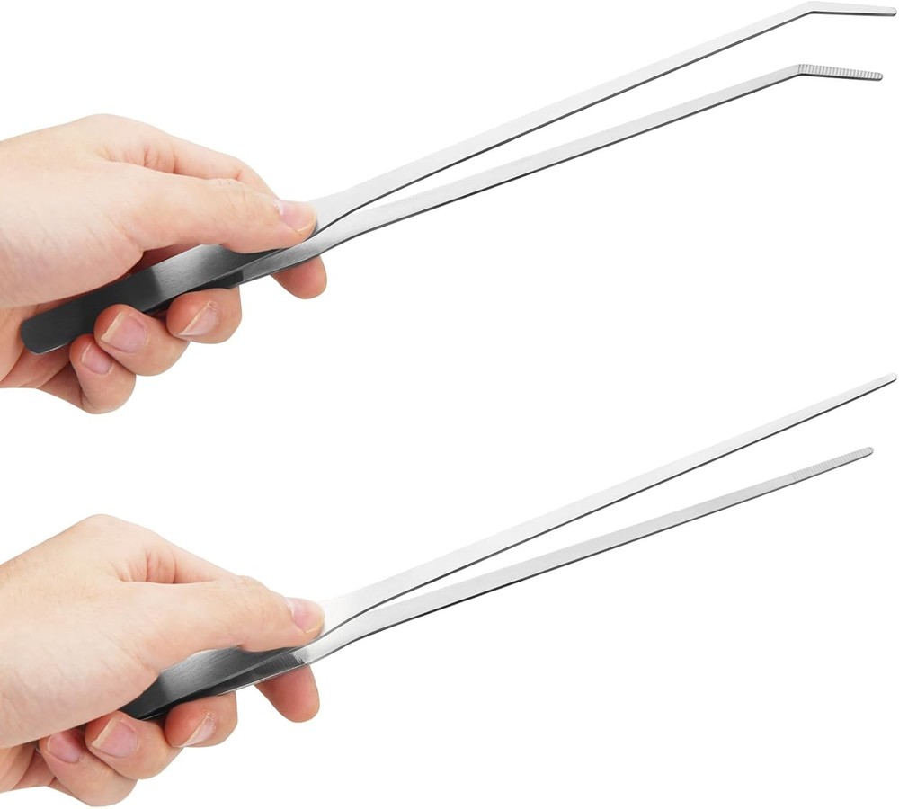 Long Aquarium Tweezers Straight and Curved 10.6 Inch Stainless Steel Reptile