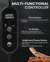 9.8in Reptile LED UVB Light 9W Auto Timer Dimmable Ferguson Zone 1-4 Lamp UVB