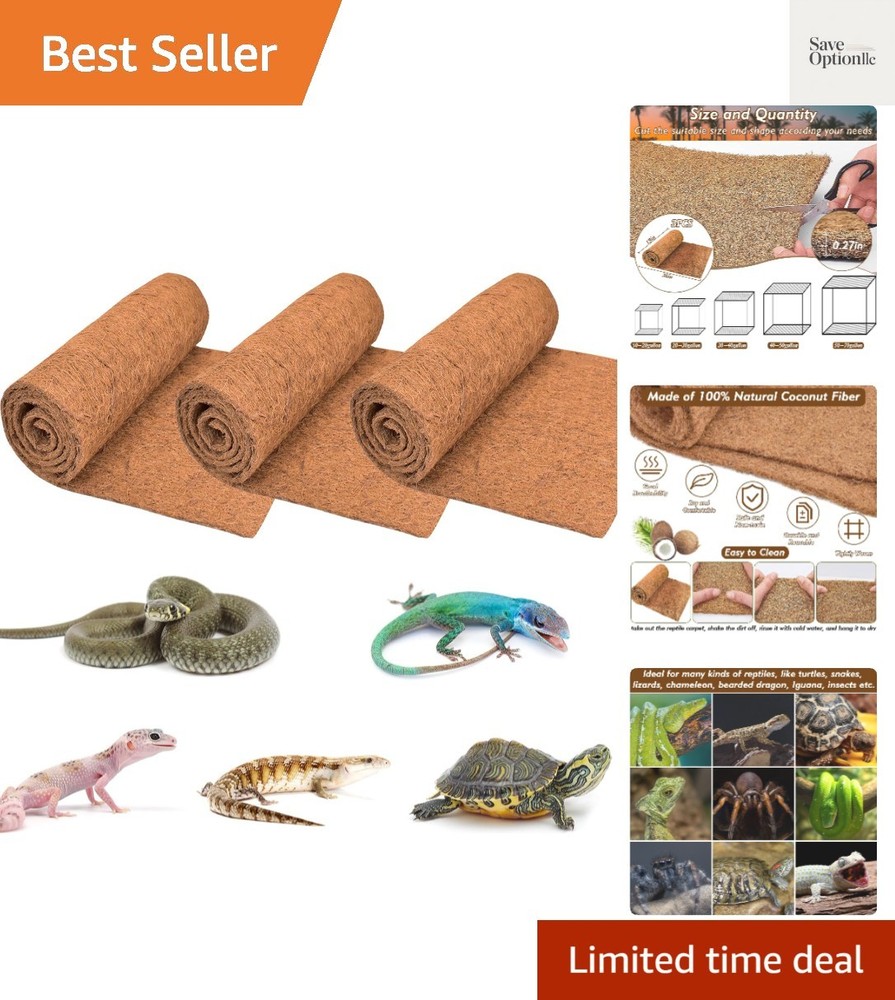 3 Rolls Reptile Mat, 18 x 36 inches Natural Coconut Fiber Liner Mat Flooring …