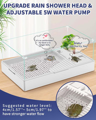 Large Turtle Tank (Tank + Water Pump), Acrylic Turtle Tank Starter Kit with Upgr
