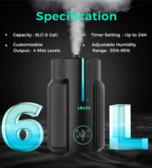 6L Reptile Fogger & Humidifier with Hose, Temp & Humidity Probe for Plants
