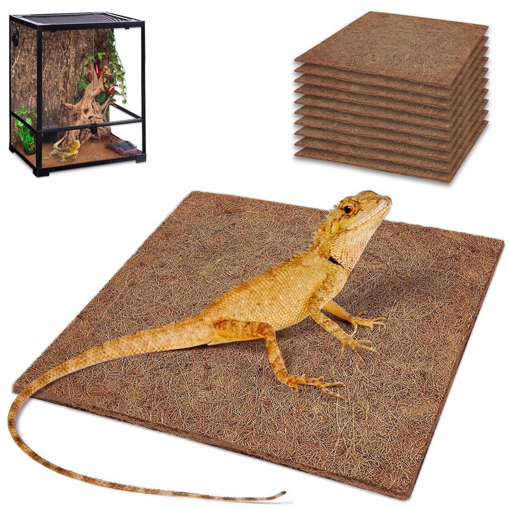 Reptile Carpet 12×12 Inch 100% Natural Coconut Fiber Mat – Ideal for Bearded
