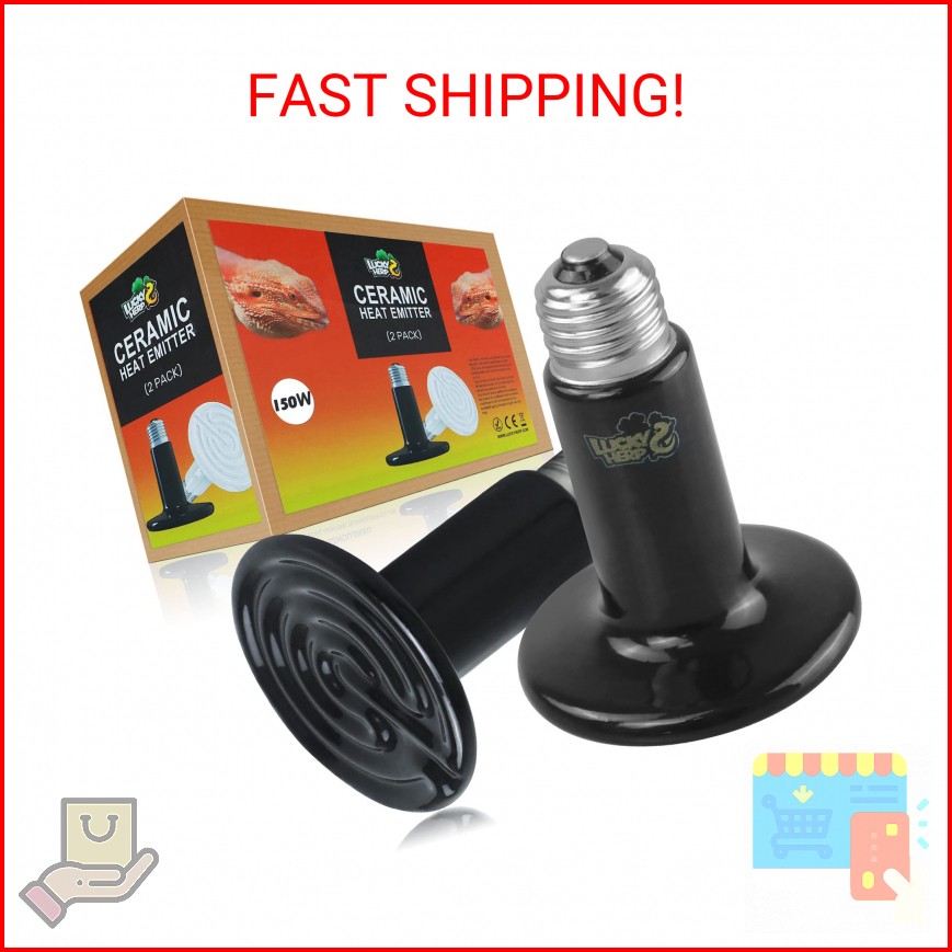 LUCKY HERP 150W Ceramic Heat Emitter, Reptile Heat Bulbs, Ceramic Heat Lamp for