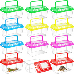 12Pcs Plastic Reptile Terrariums Carrier Cage Tarantula Enclosure Snake Breeding