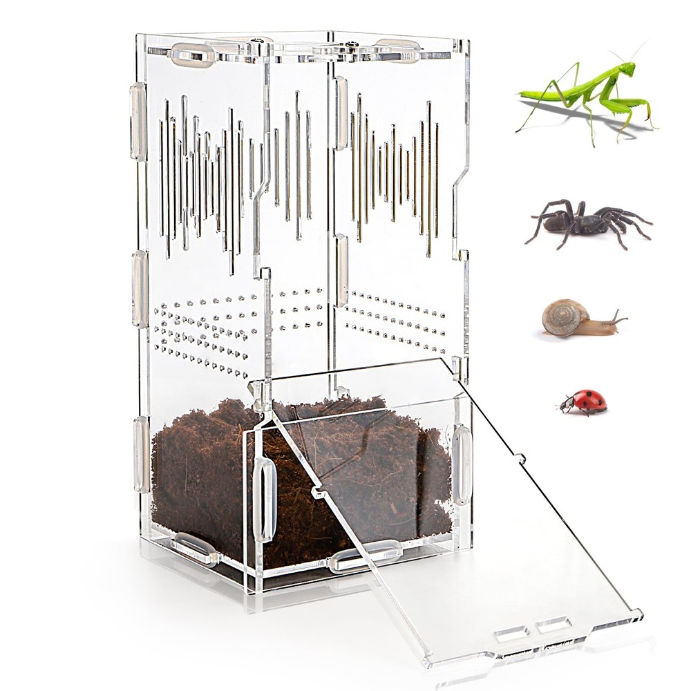 YIMITEE 4″x4″x8″ Jumping Spider Enclosure, Acrylic Tarantula Tank, Clear