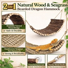 9-Piece Reptile Tank Accessories Set with Plants, Hammock, and Flexible Bridge