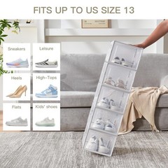 6-Pack Stackable Transparent PVC Shoe Box with Ventilation Holes, Modular Clo…