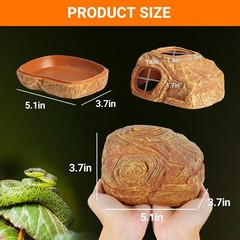 Gecko Hide Cave 2 in 1 Snake Reptile Hideout Hide & Rest & Breed & Feeding